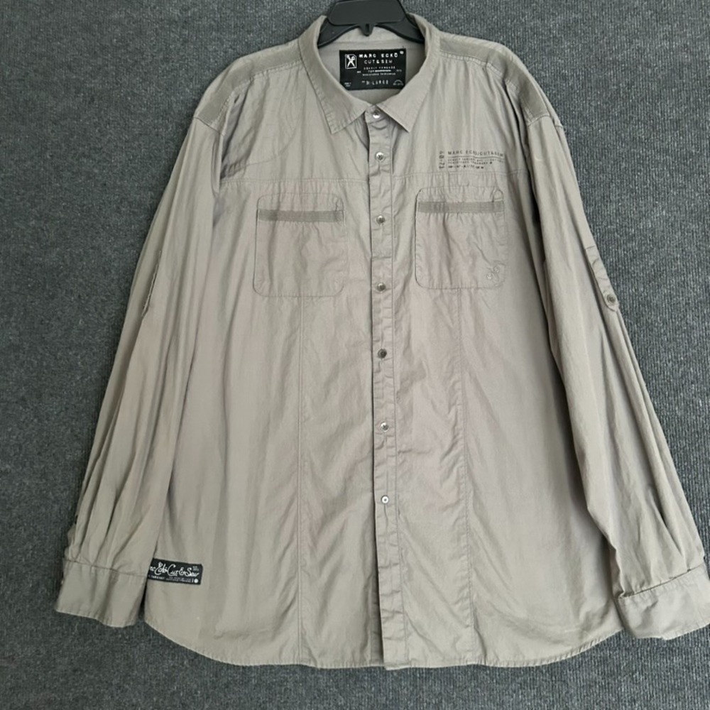 Marc Ecko Cut & Sew Men's 3XL Shirt Long Sleeve Button Down Gray
